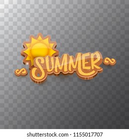 vector summer label paper art syle isolated on transparent background with sun. Summer beach party poster design template. Square sale web banner
