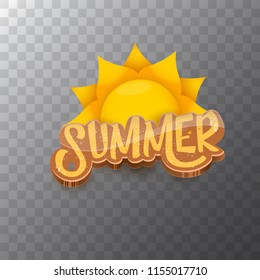 vector summer label paper art syle isolated on transparent background with sun. Summer beach party poster design template. Square sale web banner