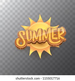 vector summer label paper art syle isolated on transparent background with sun. Summer beach party poster design template. Square sale web banner