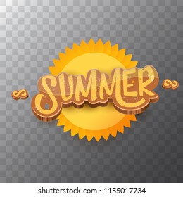vector summer label paper art syle isolated on transparent background with sun. Summer beach party poster design template. Square sale web banner