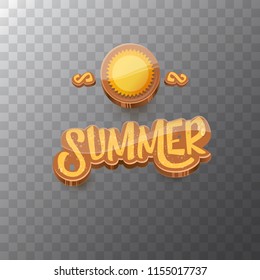 vector summer label paper art syle isolated on transparent background with sun. Summer beach party poster design template. Square sale web banner