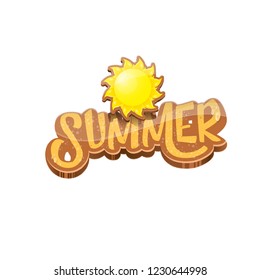 vector summer label paper art syle isolated on white background with cartoon sun. Summer beach party poster design template. Square sale web banner