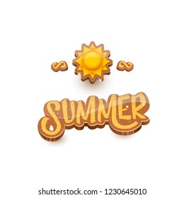 vector summer label paper art syle isolated on white background with cartoon sun. Summer beach party poster design template. Square sale web banner