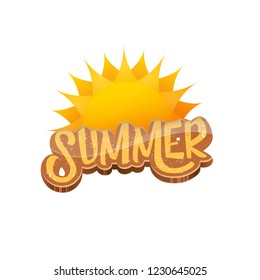 vector summer label paper art syle isolated on white background with cartoon sun. Summer beach party poster design template. Square sale web banner