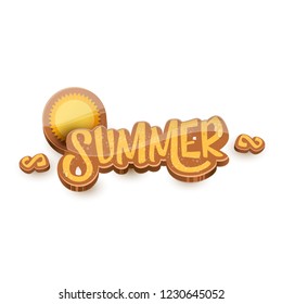 vector summer label paper art syle isolated on white background with cartoon sun. Summer beach party poster design template. Square sale web banner