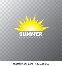 vector summer label with sun isolated on transparent background . Stylized summer sun design element for banner, poster, flyer, cover, brochure. Summer sun Logo design. 