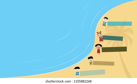 Vector summer landscape with beach, sea.