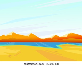 Vector summer landscape.  Beautiful bright background. Clear sunny weather.
