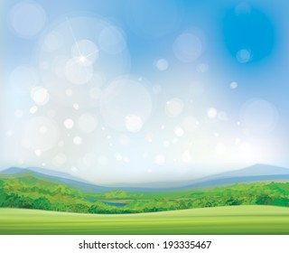Vector summer landscape,  beautiful, sunny day. 