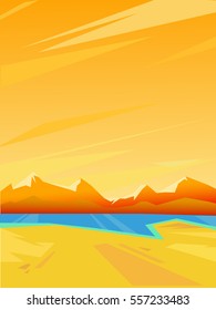 Vector summer landscape. Bright colorful background. Hot summer day.