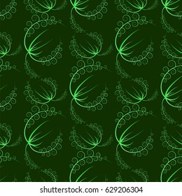 Vector Summer Leaves Isolated on Green Background. Seamless Grass Pattern