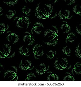 Vector Summer Leaves Isolated on Green Background. Seamless Grass Pattern