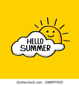 vector illustration?Hello Summer Lettering with sunlight