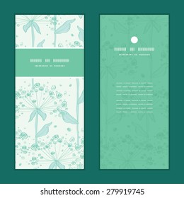 Vector summer line art dandelions vertical frame pattern invitation greeting cards set