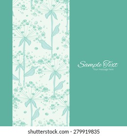 Vector Summer Line Art Dandelions Vertical Frame Seamless Pattern Background