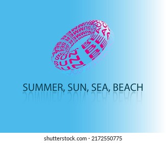 Vector summer logo with the image of a balloon with the inscription "Summer, sea, sun, beach".