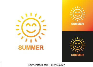 vector summer logo set gradient style isolated on background for solar power energy logotype, natural energy symbol, technology eco company, tag, stamp, t shirt, banner, emblem. sun icon 10 eps