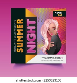 Vector summer night flyer template