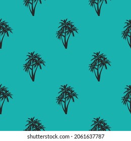 vector summer palm print. seamless beach palm print on blue background. abstraction on clothes