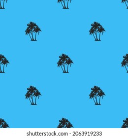 vector summer palm print. seamless beach palm print on blue background. abstraction on clothes
