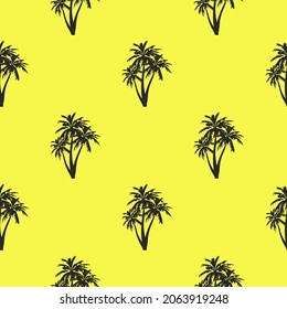vector summer palm print. seamless beach palm print on yellow background. abstraction on clothes