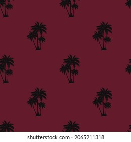 vector summer palm print. seamless beach palm print on dark pink background. abstraction on clothes