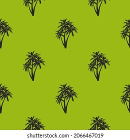vector summer palm print. seamless beach palm print on green background. abstraction on clothes