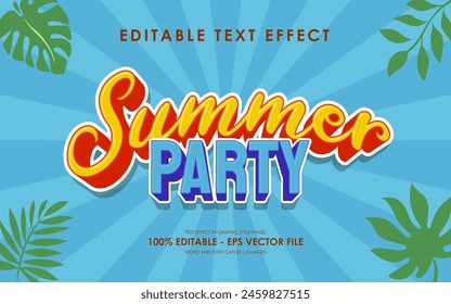 Vector Summer Party 3D Text Effect