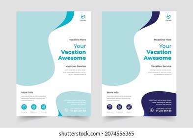 Vector Summer Party Flyer Design.  Summer Holiday Travel and Tourism Brochure.
