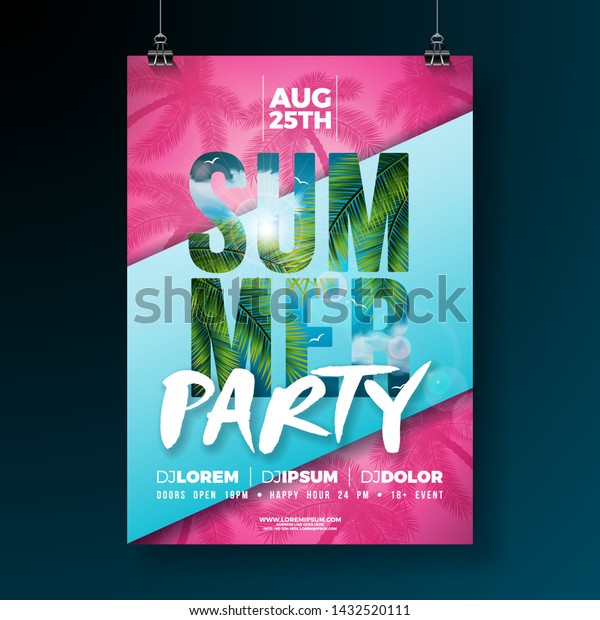 Vector Summer Party Flyer Design Flower Stock Vector Royalty Free