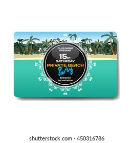 Vector summer party flyer. Landscape tropical beach. Posters, invitations, templates.
