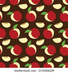 Vector summer pattern with apple and leaves. Seamless texture design. Seamless pattern texture design.