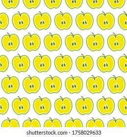 Vector summer pattern with apples. Seamless texture design.