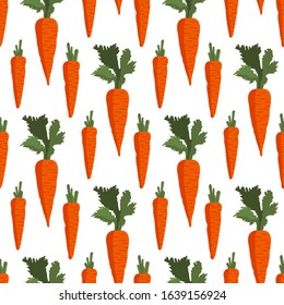 Vector summer pattern with carrots and leaves. Seamless texture design.