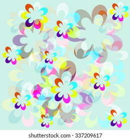 Vector summer pattern with colorful flowers; colorful floral background