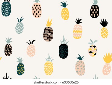 Vector summer pattern with fruits. Seamless pattern