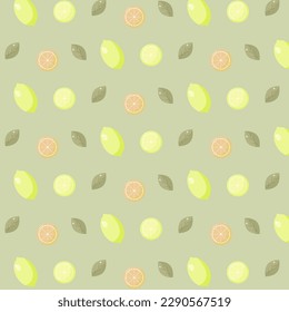 vector summer pattern with lemon and oranges