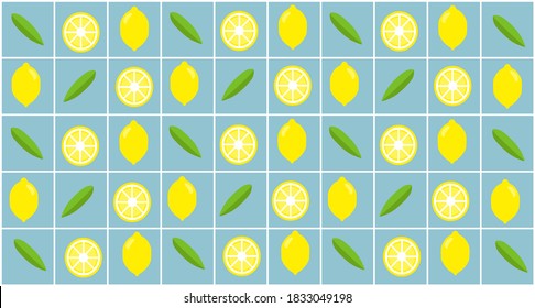 Vector summer pattern with lemons, flowers and leaves. lemon texture design. Lemon pattern vector illustration. Summer design
