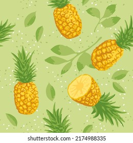 Vector summer pattern with pineapples. Seamless texture design.