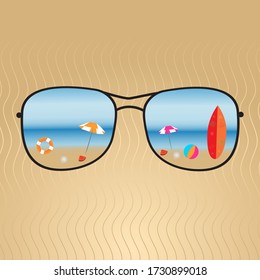 Vector summer picture on the beach. Rest, resort, vacation. Have a rest together.