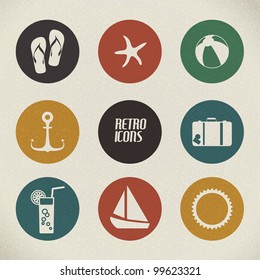 Vector summer poster made from icons - retro color version