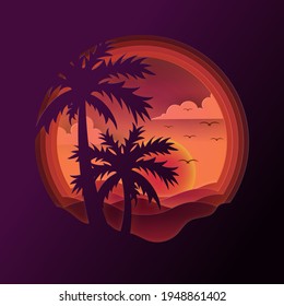 Vector of Summer poster paper cut, banner summer travel. Eps 10 vector.