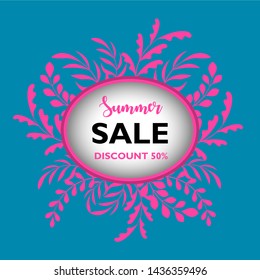 vector of summer posters with tropical leaves and text is sold summer in the frame. Banner design templates.