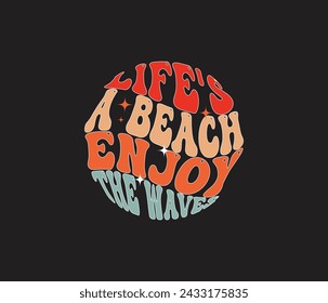 vector cita de verano retro ondulado camisetas diseño ilustración