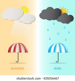 Vector Summer and Rain Seasons , weather ,, Illustration Paper