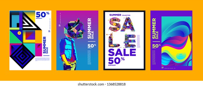 Vector Summer sale 50% discount poster design template for fashion,music,game, and travel
