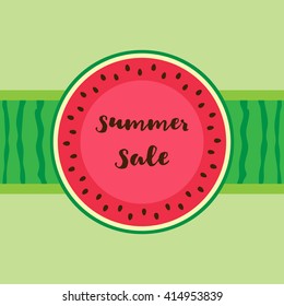 Vector Summer Sale background with watermelon slice