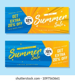 vector summer sale banner, sale ribbon