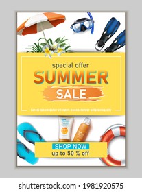 Vector summer sale banner template.