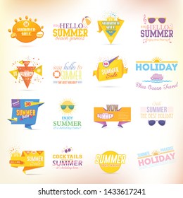 Vector Summer Sale Banners, Web Ad Set, Card, Badge Design Illustration